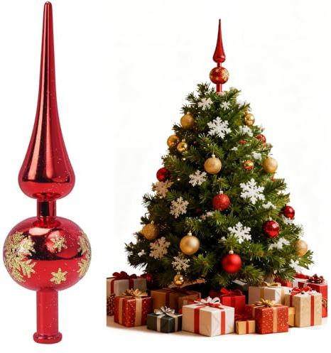 Weihnachtsbaum Spitze, 23cm Weihnachtskugel Baumspitze | Christbaumspitze, Glitzer Weihnachtsbaumspitze, Tannenbaumspitze Baumschmuck für Weihnachten, Party, Deko
