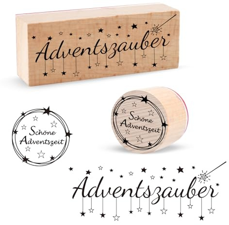 2Pcs Advent Stempel Holz Stempel Adventszauber Schöne Adventszeit stempel Set zum Dekostempel Basteln Geschenkanhänger Kartenherstellung Scrapbooking