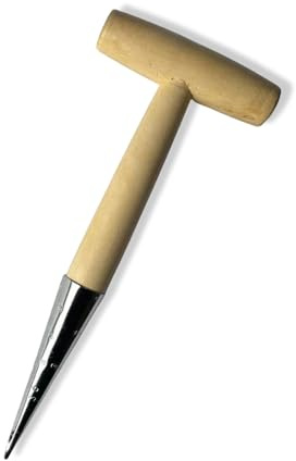 Ztolbriy Dibber for Planting, Bulb Planting Tool with 5 Inches Measuring Scale, Easy Grip L-Shaped Wood Handle, Stamped Stainless Steel Tip Seed Dibbler, 11.3 Inch for Sowing Seeds and Seedlings