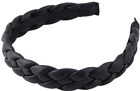minkissy Breites Geflochtenes Haarband für Damen aus Pu Kunststoff Verschleißfest und Bruchsicher für Täglichen Gebrauch und Festliche Partys