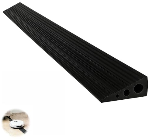 CUTIS Türschwellenrampe, 90x6.5x2.5 cm, Rampe Saugroboter, Rampe Türschwellefür, Geeignet für Saugroboter, Kinderwagen, Rollatoren und E-Scooter, Schwellenrampe (Schwarz)