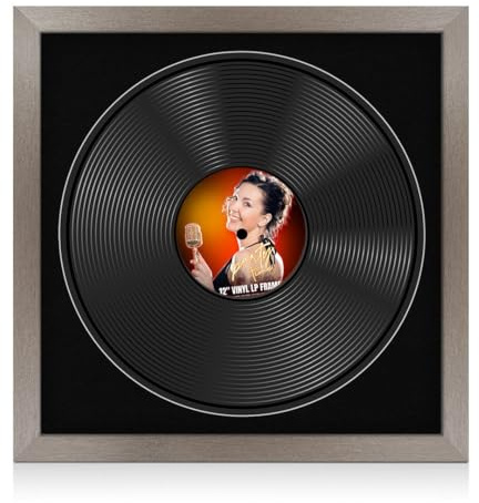 Procut Global 16x16 Modern Aluminium Vinyl Frame for 12 LP Disc | Round Record Display with Perspex Front - Wall Mounted, Ideal for Music Lovers & Home Decor - Black Mount