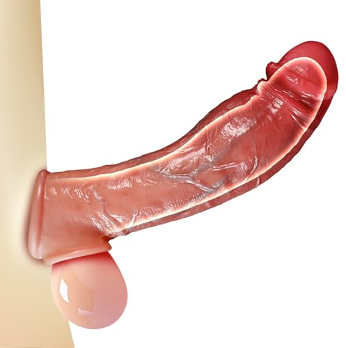 Gaines pour Pénis avec Anneaux de Pénis Sex Toýs Homme, Réaliste Manchon Penis Silicon XXL Grossir, Gaines de Agrandir son Pénis Homme, Extenseur Pénien, Sex Toys Sextoyse Couple Plaisir (Teint)