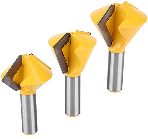Birds Mouth Router Bit Set 3PCS 1 2 Shank, Multi-Sided Glue Joint Cutter for Solid Wood, Hardwood Chipboard