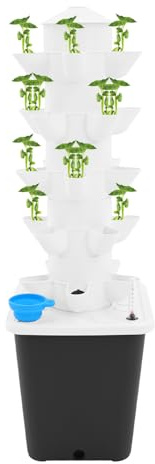 Hydroponik-Anbauturm, Vertikaler Hydroponik-Turm mit Automatische Wasserzirkulationstechnologie, Hydroponic Tower Growing System für Privathaushalte, Botanische Gärten (5 Ebenen 25 Löcher - Grau)