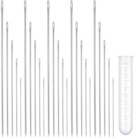 25PCS Sewing Needles Large Eye Hand Sewing, Leather Needles for Hand Stitching, Large Sewings Needle, for Sewings and Clothing Repairs(Silver)