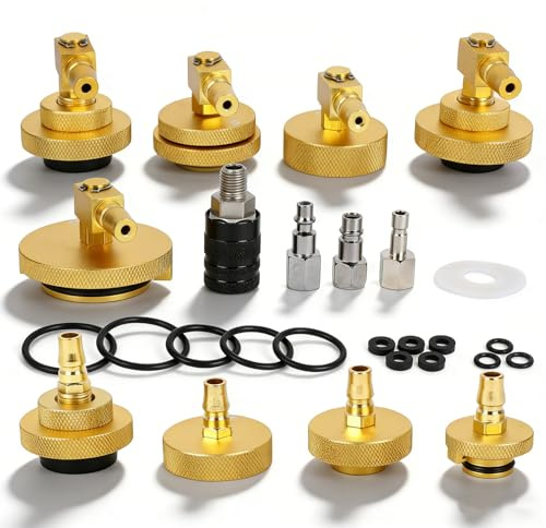 13-TLG Bremsenentlüftungsgerät Adapter mit 4 Quick Adapter, Adapter für Bremsflüssigkeitsbehälter aus Metall für EU/US/métrique/japonais der Bremsenentlüftungs Set
