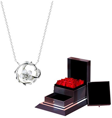 Pendentif Colliers Cerisier Fleur Collier Femmes Argent Chinois Élégant Plante Fleur Bijoux Pour Petite Amie Femmes