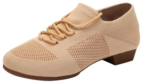 Damen Tanzschuhe Frühling und Cheerleading Schuhe Erwachsene Soft Bottom Body Training Schuhe Mesh Tanzschuhe Damen Glitzer Schuhe Winter (Khaki, 38)
