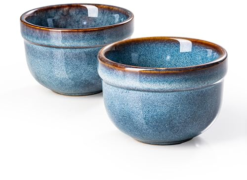 Soufflé Dishes, 6 oz Baking Dishes Ramekins Set of 2, Baking Bowl Set for Custard, Pudding, Souffle Cups, Oven/Dishwasher Safe