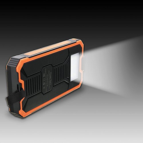 EsportsMJJ 8000mAh avec Câble Adapteur Escalade Fermoir Externe Dual USB Chargeur Solaire Power Bank pour iPhone 7 Xiaomi Samsung-Orange
