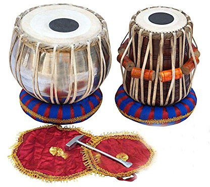 INDIAN MAHARAJA Student Tabla Drum Set, Steel Bayan, Finest Dayan with Book, Hammer, Cushions & Cover