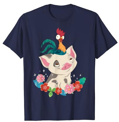 Disney Moana Pua Hei Hei Floral Cute Portrait T-Shirt