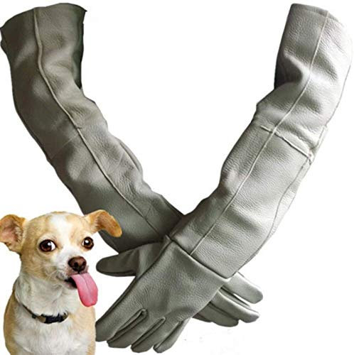 DHGTEP Gants de Traitement pour Chiens Anti-Morsure 23,6 Pouces, Gants de Protection Résistants Aux Rayures et Aux Morsures, Cuir Anti-Rayures et Anti-morsures à Manches Longues