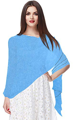 Pashmina-Schal für Damen, hellblau, aus weichem Chiffon, für Brautjungfer, Hochzeit, formelle Party, Abendkleid