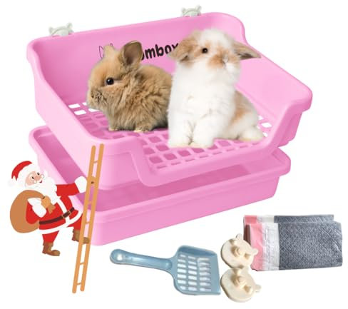 HoppScotch.bun Bumbox - Lettiera grande per conigli, 40 cm, gabbia per addestramento con griglia in plastica per piccoli animali, per interni ed esterni, rosa