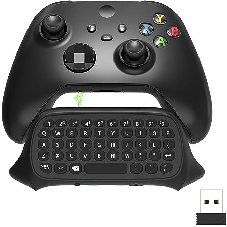 FASTSNAIL Keyboard Compatible with Xbox Series X/S/Xbox One/One S Controller,2.4G USB Gamepad keyboard with Headset Jack and 3.5mm Audio Jack,QWERTY Keyboard Mini Digital Keyboard- Black