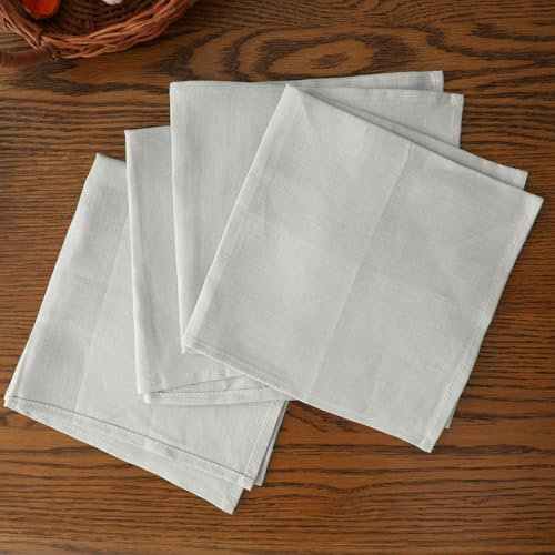 Simple&Opulence 100% Pure Linen Dinner Napkins - Home Kitchen Banquet of Celebration Washable Natural Cloth Napkins for Daily Use, 36 x 36 cm, Grey