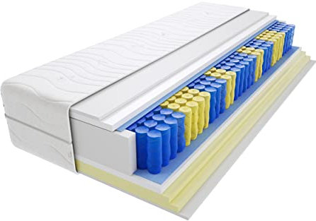 Godre Matratze 70x200 cm Doppelmatratze, H2 & H3 Federkernmatratze, Taschenfederkernmatratze 26 cm Hoch Visco Memory Hypoallergene, HR-Schaum, Wendematratze mit Klimafaser Uberto Max