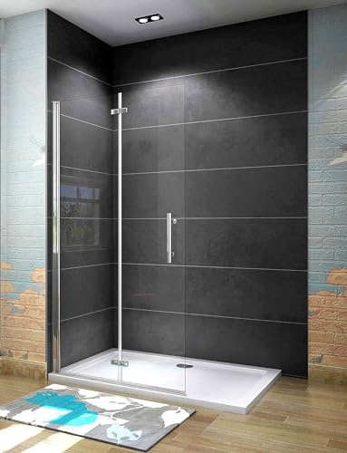 Aica Sanitär Walk-in Duschtür Nano ESG Glas Duschwand Duschabtrennung Dusche Faltbar drehbar