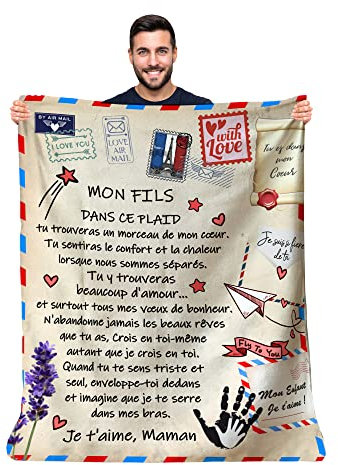 Zinello Design - Manta Personalizada Suave para Regalar a Sus Hijos de la Parte de Maman Idea de Regalo Original útil para cumpleaños, Navidad, Manta de Cama, decoración de la casa o un sofá