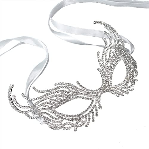Abaodam Masques pour les yeux d'Halloween avec strass - Demi-masques vénitiens pour bal masqué, Halloween, carnaval, fête
