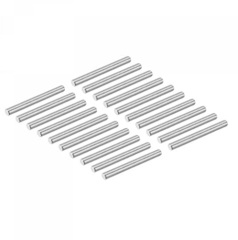 sourcing map 20 Stück M8 x 80 mm Vollgewinde Stange 304 Edelstahl Rechtshänder Gewinde Stange Bolzen Klemmen und U-Bolzen