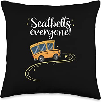 Seatbelts Everyone - Big Yellow Bus Funny Back To School Throw Pillow
