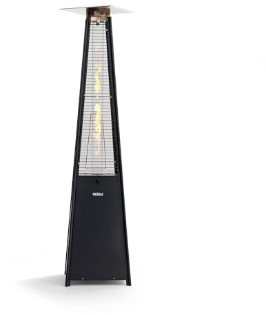 Kekai Butangasherd Basil schwarz 52 x 52 x 227 cm Pyramidendesign | 13000 W | Schlauch und Regler für Gasflasche | Outdoor | Räder