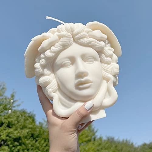 LSLEVA Moldes de silicona grandes de cara de serpiente Medusa, moldes de diosa para hacer velas, moldes de yeso con aroma de cara abstracta para decoración del hogar y manualidades