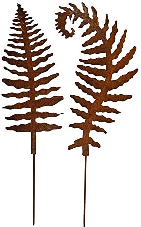Manufaktur Lichtbogen 2er Set Rost Gartenstecker Farn 78 cm