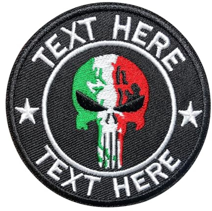 Toppa tattica personalizzata con nome, 2 pezzi Toppa con bandiera italiana con testo ricamato personalizzato Accessorio militare e tattico per abbigliamento, cappelli, giacche, zaini