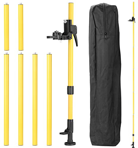 Asta telescopica per livello laser,Max 4.2m, asta laser da pavimento con filettatura da 1/4 e adattatore per filettatura da 5/8, regolabile in altezza fino a 4,2 m per un posizionamento flessibile