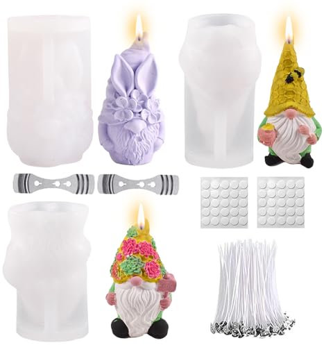 Silikonform Kerze Weihnachtsmann,3D Wichtel Silikonform Zwerg Kerze,Kerzen Silikonformen Weihnachten Set,Silikonform Weihnachten Kerzen,Silikonformen Gießformen 3D Weihnachten für DIY Duftkerze