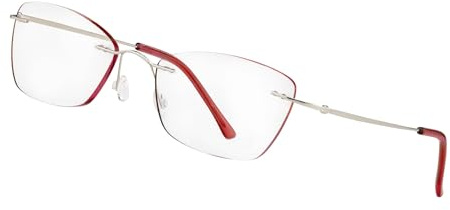 LEXXOO Rahmenlose Lesebrille Rot, +1,5 dpt, Metallbügel | Rahmenlose Fassung mit Metallbügeln, kratzfeste Acrylgläser mit Schutzlack, Bügelbreite anpassbar für jeden Gesichtstyp