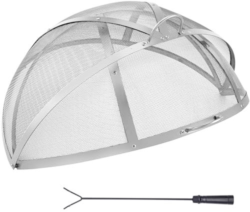 VEVOR Parachispas para Brasero 1016mm Alambrera de Brasero de Acero Inoxidable Rejilla de Protección contra Chispas de Fuego Protector de Chispas de Apertura Fácil con Accesorios para Hogueras, Jardín