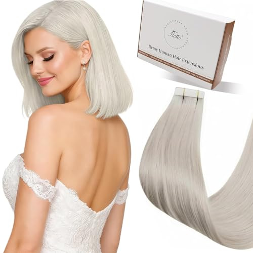 Hetto Tape Extensions Echthaar, Aschblond, 30cm | 20 Stucke 30g 100% Remy Haar, Invisible Doppelseitige Tape Haarverlängerung, Langlebig & Stark, Natürlicher Alltags-Look