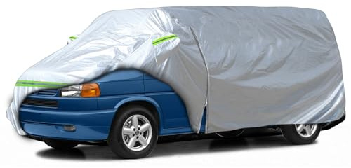 Auto Abdeckung Vollgarage Autoplane für VW Transporter T4 1995-2004, Wasserfest Autoabdeckung Komplett SWB, Große Autoabdeckung mit Reißverschluss an der Seitentür