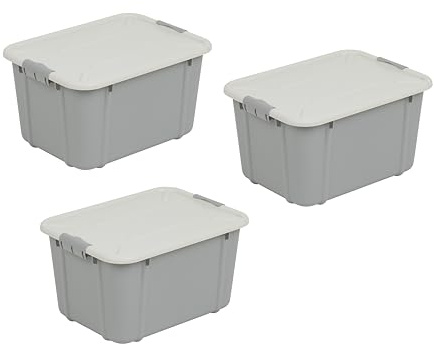 BranQ - Home essential Universeller Aufbewahrungsbehälter mit Deckel VELUR, 3er-Set, Grösse 16 l, BPA-frei Kunststoff PP, hellgrau