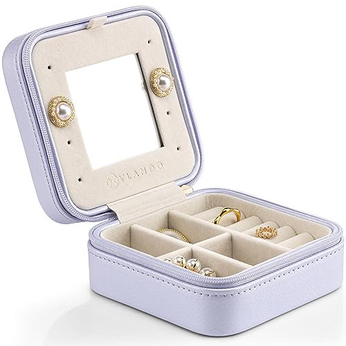 Vlando Travel Jewellery Box Organiser, Small Jewellery Case, Gifts for Women,for Earring, Necklace, Bracelet,Purple