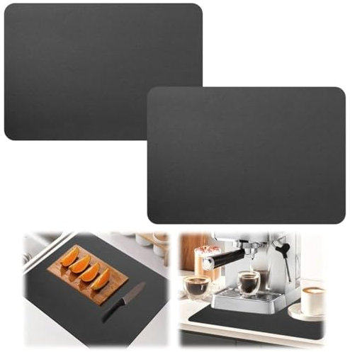 2 Stück Abtropfmatte Kaffeemaschine 30 X 40cm, Unterlage für Geschirr Super Saugfähige Abtropfmatte Rutschfest Schnelltrocknende Kaffeematte für Kaffeemaschine, Küche, Badezimmer, Haustiernapf, Grau