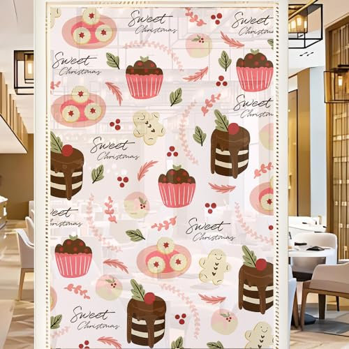 Sichtschutzfolie 3D Fensterfolie Glasdekorfolie PVC für Badezimmer Kinderzimmer Küche,Schlafzimmer Wohnzimmer Esszimmer Büro Hotels Klassenzimmer 44.5x300 cm Köstlichkeit