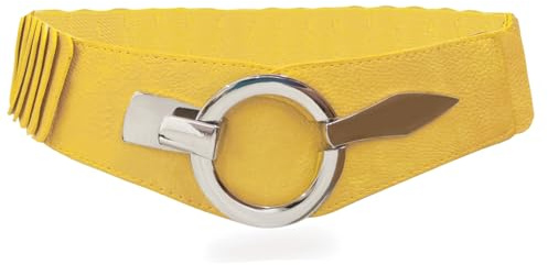Glamexx24 Elastischer Damen Taillengürtel gürtel 6cm breiter Hüftgürtel mit silberner Ring