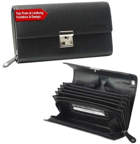 Portefeuille de serveur, en cuir véritable, noir, pour serveur, taxi, avec grand compartiment à monnaie, pour homme et femme, Noir , m, Classique