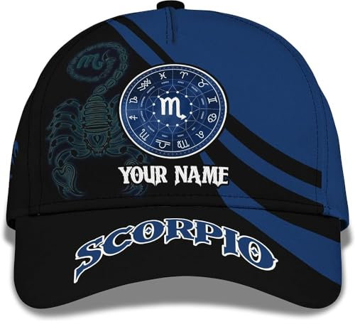 Trucker Baseballcap Sternzeichen Skorpion Geburtstagsdruck Personalisiere Namenstext Wortmütze Mit Horoskopen Für Skorpion Golf Hüte Leichtgewicht Capatmungsaktive Mütze Washed Baseballkappe
