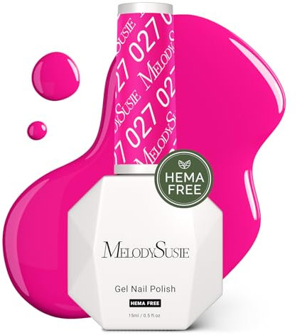 MelodySusie Hema Free Gel Nail Polish, 0.5 Fl Oz Thick Hot Pink Gel Polish, Non Toxic, Long Lasting, Soak Off UV Nail Polish, Manicure Nail Design Salon DIY Nail Art at Home 027