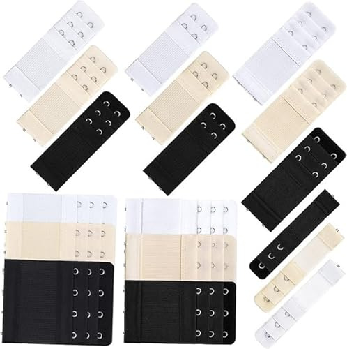 Tomsey 3ROW 2, 3 or 4 Hook Bra Extender, Elastic Stretchy Bra Strap, Strapless Underwear, Maternity (White (1pc), 4 Hooks)