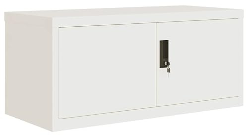 IKAYAA Aktenschrank Abschließbar Büroschrank Metallschrank Stahlschrank Werkzeugschrank Metall Schrank Abschließbar Aktenschrank Metall Weiß 90 x 40 x 40 cm