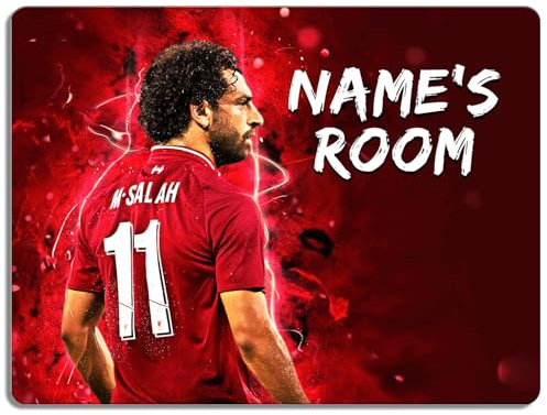 Personalised Salah Bedroom Door Sign Football Legend Room Name Plaque Children's Boys Liverpool Football Player Kids Birthday Gift NLD12A