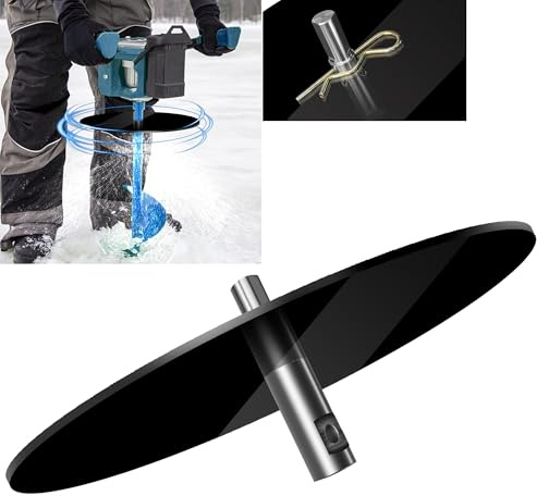 Ice Auger Drill Attachment, Ice Fishing Gear Accessories with 7.8 Inch Ice Fishing Auger Stopper Disc, 304 Stainless Steel Ice Auger Anchor Adapter Fits 1/2 inch and Above Drill Bit Chuck